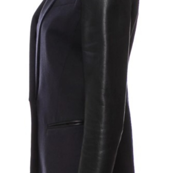 MAJE Leather-Paneled Wool Blazer Size: XS - Picture 2 of 3